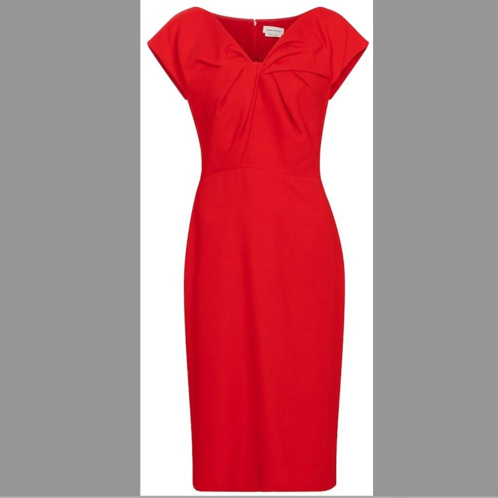 Alexander McQueen, red Crepe midi dress,  IT42 never worn!